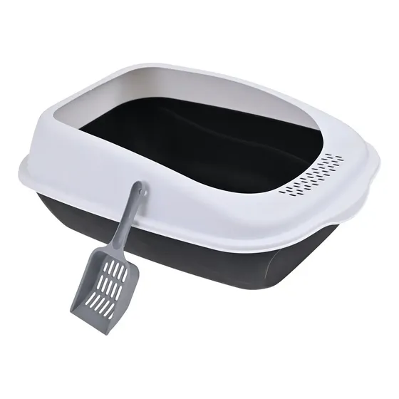 Arenero Sanitario Para Gato Abierto Grande Resistente + Pala Negro