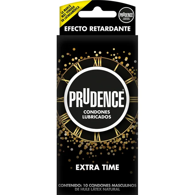 10 Condones Prudence Extra Time Lubricados Con Retardante