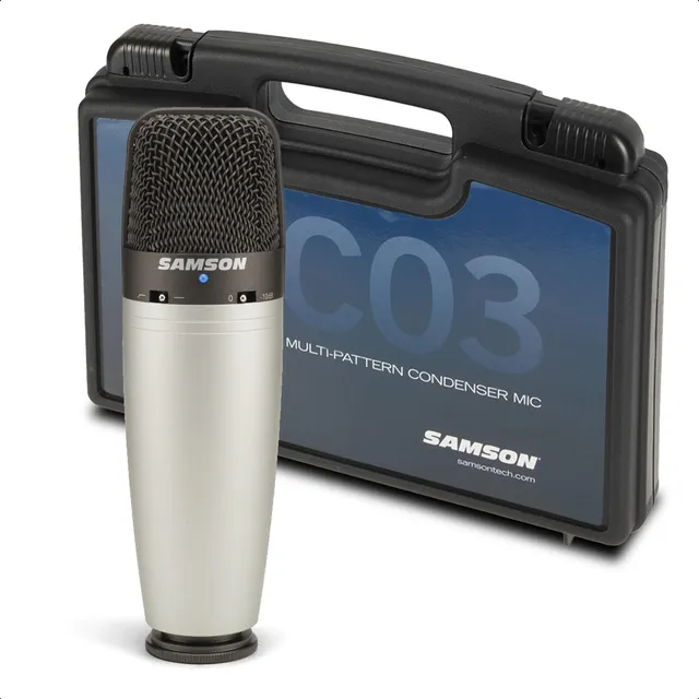 Micrófono Condenser Profesional Samson C03 Estuche Pipeta Color Plateado