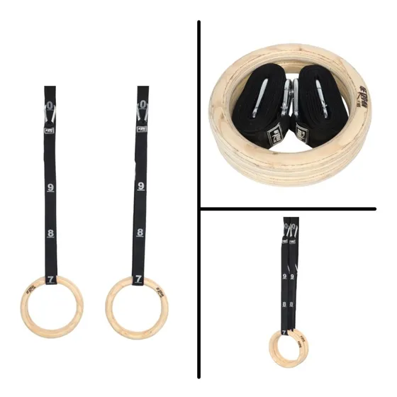Anillas Gimnasia De Madera Con Correas 