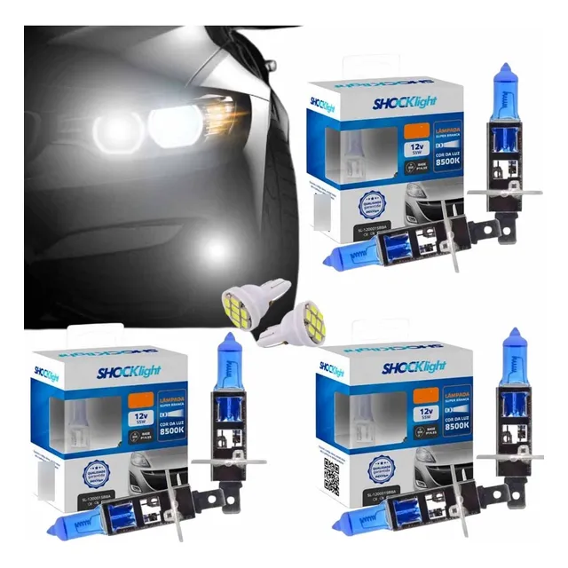 Kit 6 Super Branca Farol E Milha Efeito Xenon Super Branca