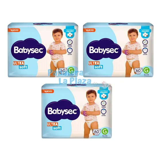 180 Pañales Babysec Ultra Soft Talle G - Grande 3 Packs X 60