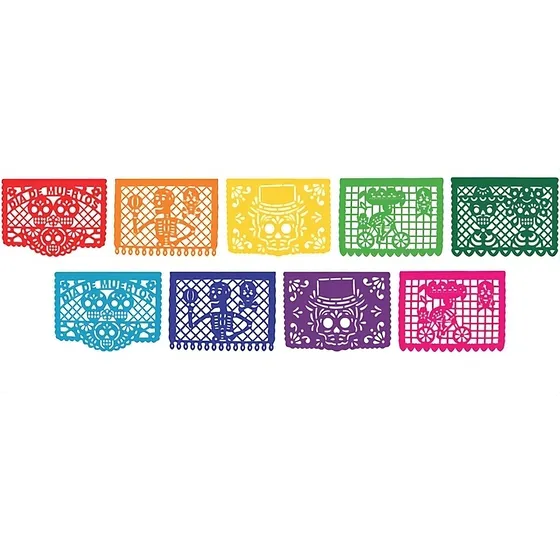 Tiras Día De Muertos Plástico Multicolor 10 Tiras D5m Oropel