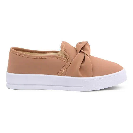 Tenis Feminino Casual Slip On Calçe Facil Laço 01