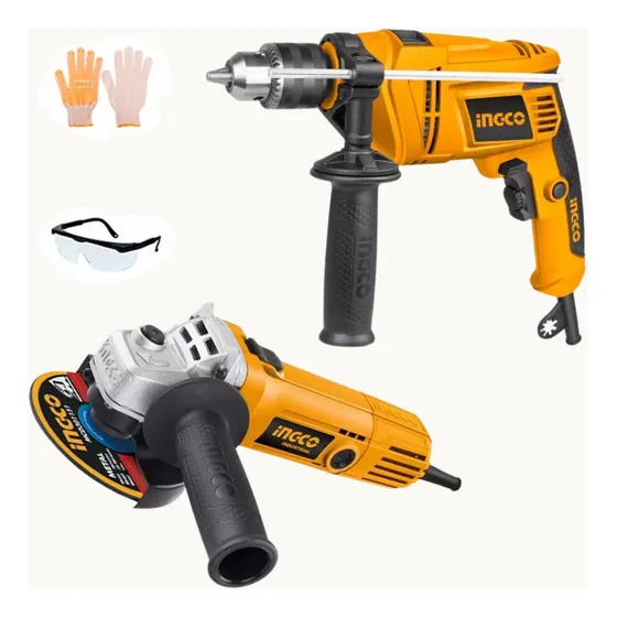 Kit Taladro Percutor 650w + Amoladora Angular 750w Ingco