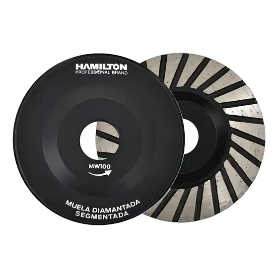 Disco Diamantado Muela Segmentada 100mm Hamilton Mw100 Color Gris y Negro