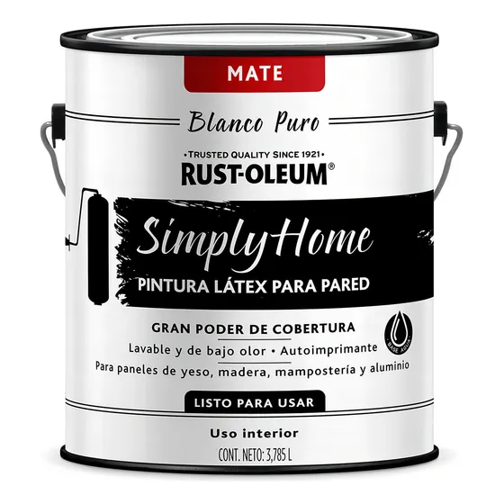 Latex Pintura Interior Lavable Rust-oleum Simply Home 3,7lts Acabado Mate Color Blanco