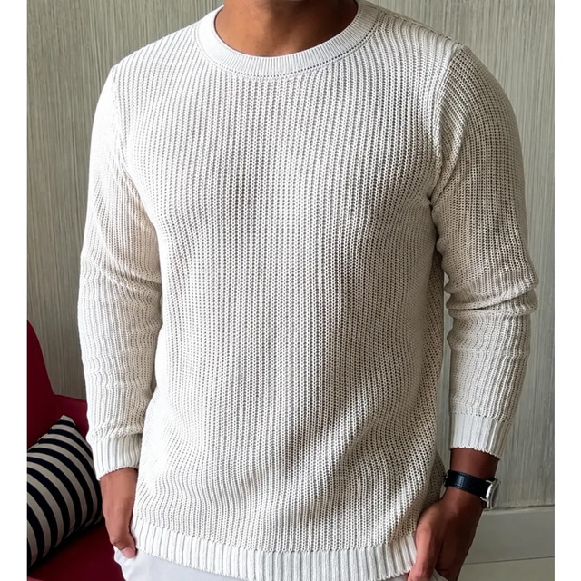 Suéter Masculino Lã Tricot Blusa De Frio Social Manga Longa