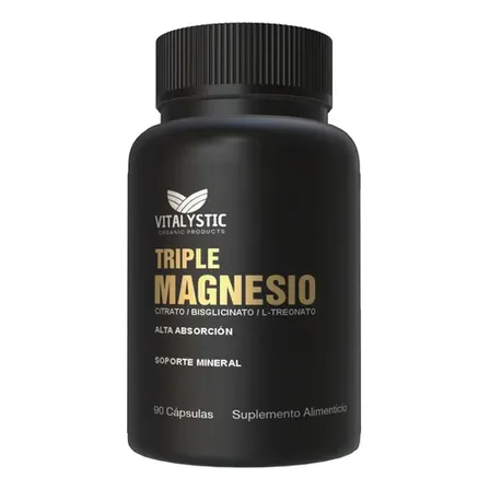 Triple Magnesio: Bisglicinato, Citrato, Taurato 500mg 90 Cáp Sabor Sin Sabor