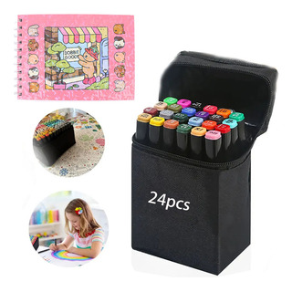 Livro De Colorir + Marcadores De Ponta Dupla 24 Cores G Livro De Colorir + Marcadores De Ponta Dupla 24 Cores G