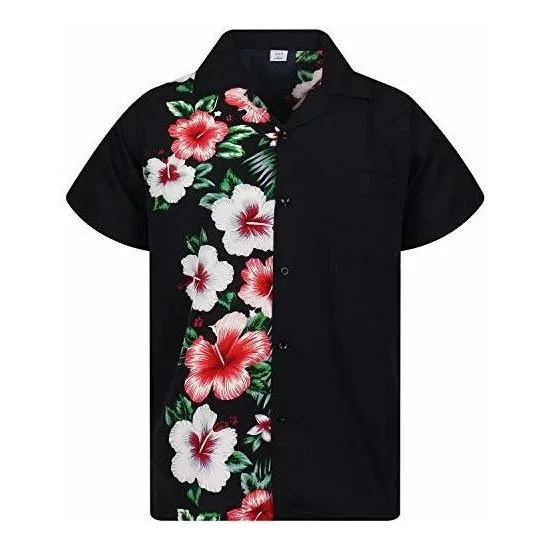 Vho Funky Camisa Hawaiana Hombres Shortleeve Frontpocket Wed