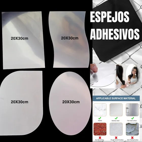Espejo Adhesivo Multiuso De 20x30cm Cod Je06