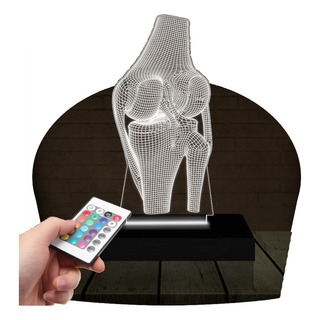 Luminária Led 3d Joelho Ortopedista Médico 16 Cores Luminária Led 3d Joelho Ortopedista Médico 16 Cores