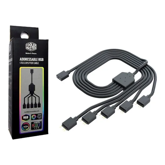 Cabo Splitter Cooler Master Hub Led Argb 1 A 5 / 3 Pinos 5v