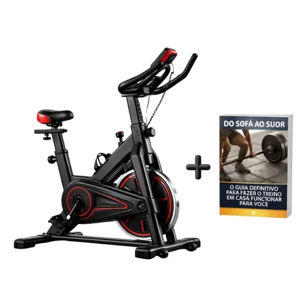 Bicicleta Ergométrica Spinning Volante Inercia 6kg + E-book Preto E Vermelho