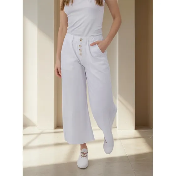 Pantalón De Lino Ufo Feather Blanco
