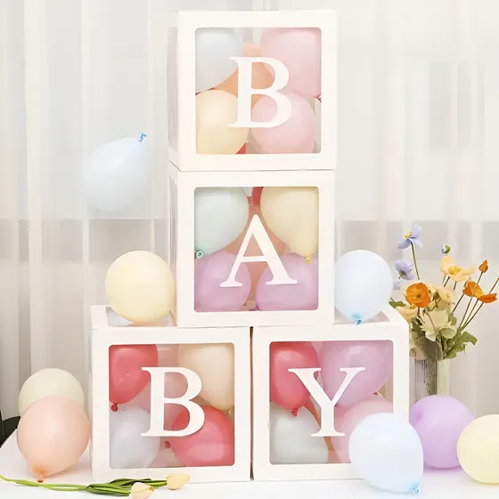 Cubo Letras Baby Blanco 4 U Baby Shower Decoración Eventos