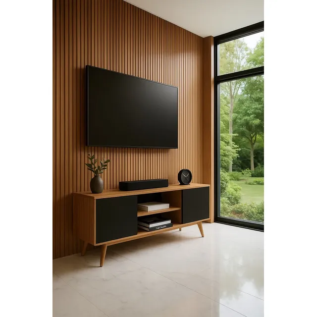 Rack Para Tv Até 50 Com Nichos E Design Compacto Preto