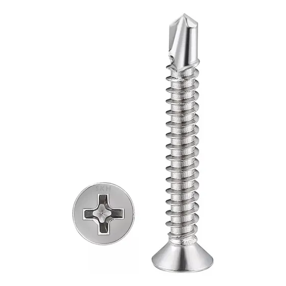 T2 Tornillo Punta Mecha 6x1 1/8 (3,5x28mm) Cabeza Fresada Para Perfileria Skyhard Caja Por 500 Unidades