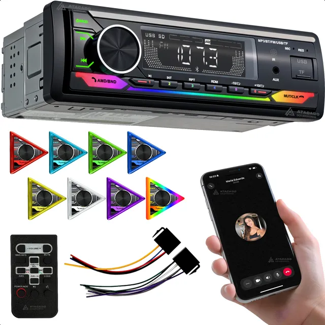 Radio Automotivo Tipo Pioner Bluetooth 2 Usb 1 Ano Garantia