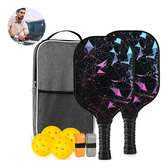 Juego De 2 Paletas Profesionales De Pickleball Con 4 Bolas