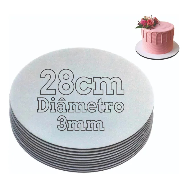 Cake Board 28cm 10unidades Tabuleiro De Bolo Mdf 3mm Redondo
