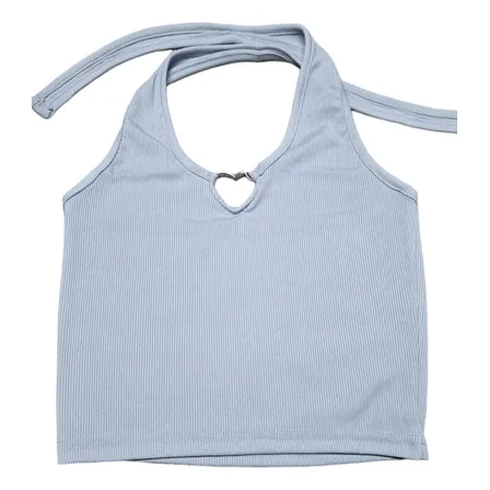Polera Peto Crop Top Corta De Mujer Con Escote De Corazon