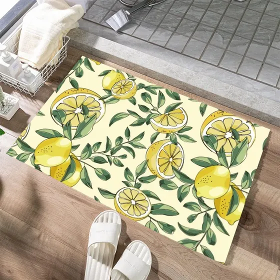 Alfombra Puerta Limon Bienvenida Fruta Verano Dibujo Animado
