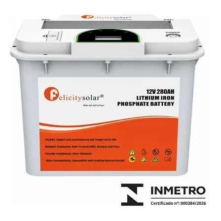 Bateria Felicity Solar 12v 280ah Lifepo4 Bms 6000 Ciclos FLA12280-EU