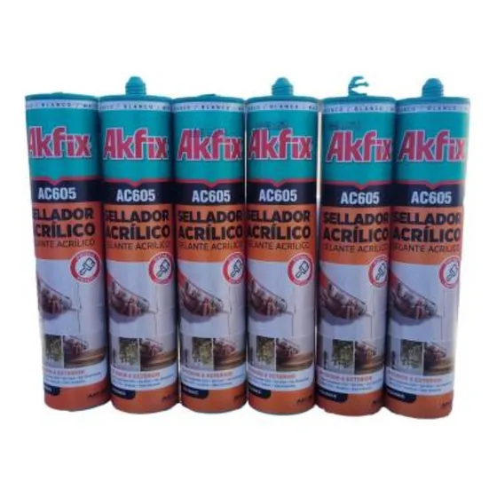 Silicona-sellador Acrílica Pintable 300ml. Blanco Akfix 6 U.