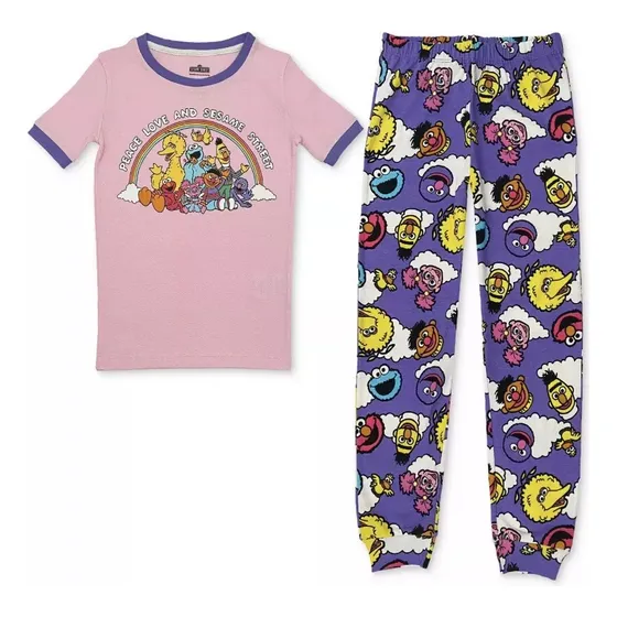 Conjunto De Pijama De 2pcs Para Niñas Plaza Sésamo Original