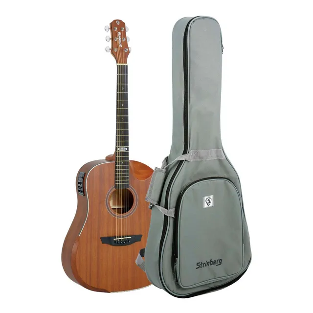 Violão Eletroacústica Strinberg Sd201hcr Para Destros Mahogany Satin Louro Indiano Fosco