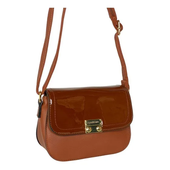 Bolsa Feminina Couro Sintético Pequena Moda Atual Lindo Cor Café