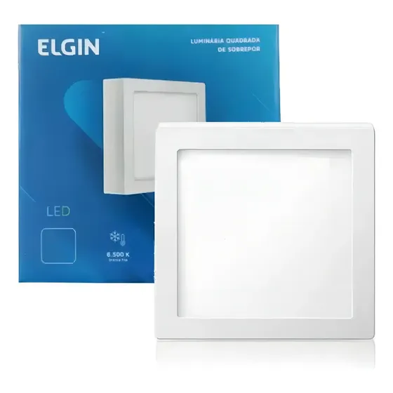 Plafon Led Quadrado Sobrepor 18w 6500k Branco Frio Elgin