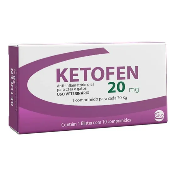 Ketofen Anti-inflamatório Comprimidos Cães Gatos Ceva 20mg