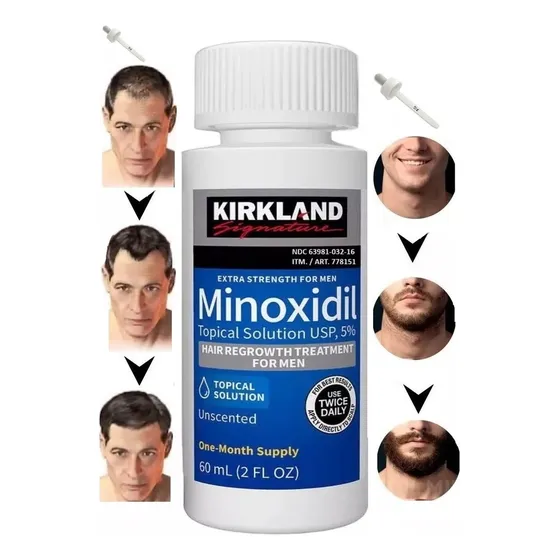 1 Frasco 60ml Minoxidil 5% Kirkland Barba Cabello Gotero