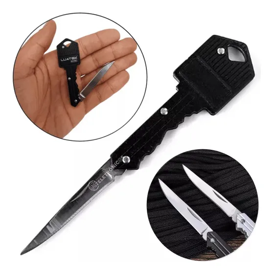 Faquinha Canivete Modelo Chave Chaveiro Autodefesa Segurança Cor Preto