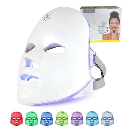 Máscara Facial Skincare LED 7 Cores Fototerapia Recarregável USB