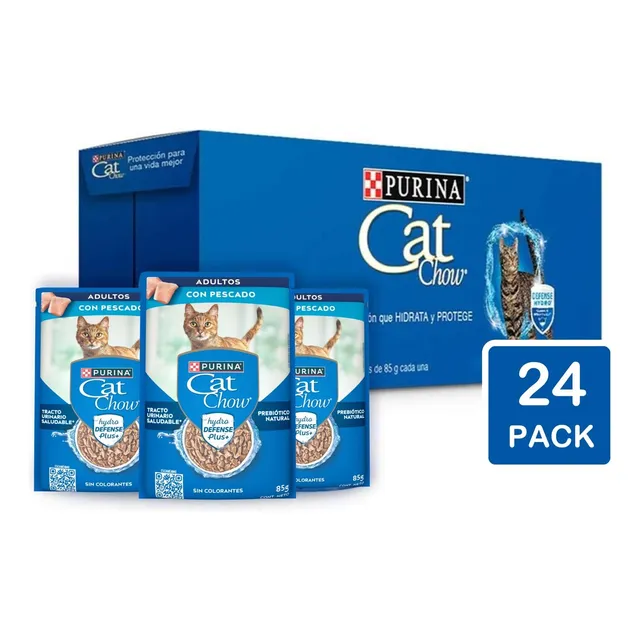 Pack 24 Unidades Alimento Cat Chow Adulto Sabor Pescado 85gr