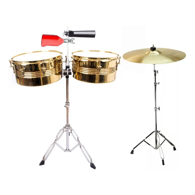 Timbal Latino 13-14 Base + Campana + Jamblock Rojo+ Platillo