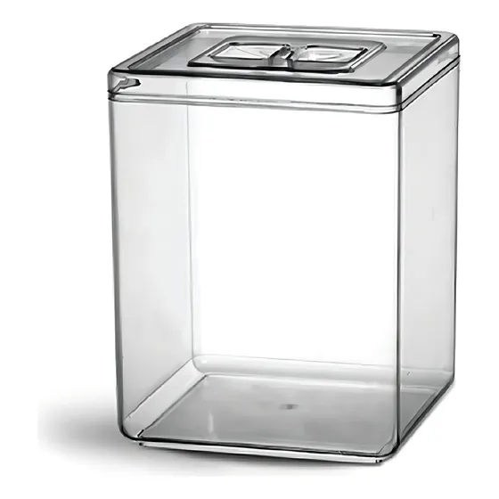 Potes Quadrado Acrílico Com Tampa 10 Litros Cor Transparente