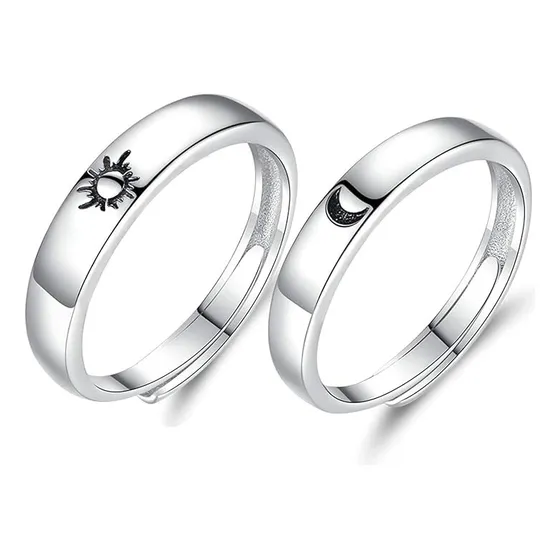 Anillo Sol Y Luna Plata 925 Ajustable Pareja Amor Ilusion