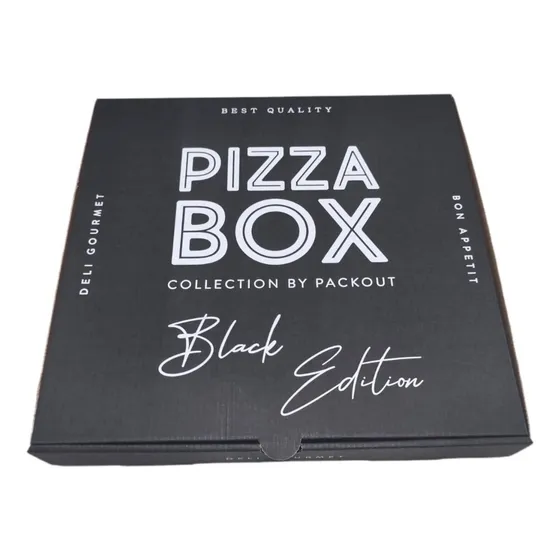 Caja Pizza Box Black Edition / 50 Un / 38 X 38 X 4,5 Cm