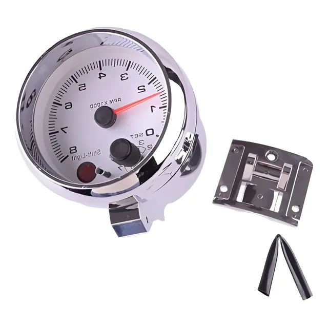 Tacometro Naftero 85mm 8mil Rpm 12v Silver 3 3/4 Pulgadas