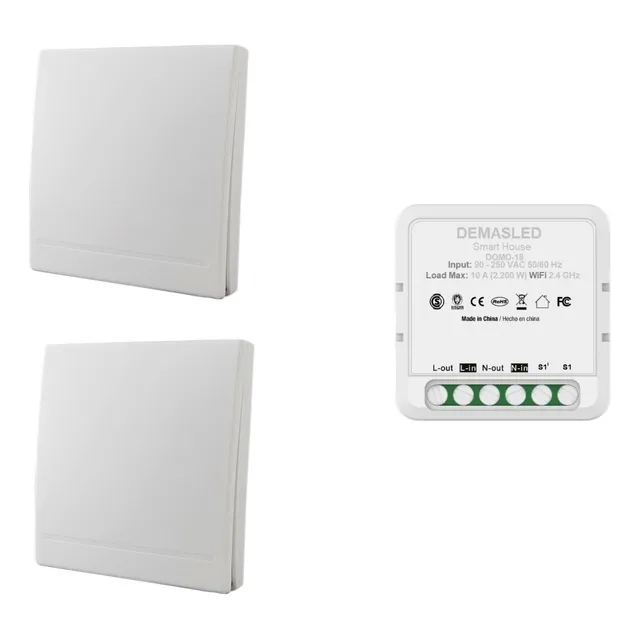 2 Interruptor De Pared Inalámbrico Rf 1 Vía  + 1 Receptor Rf