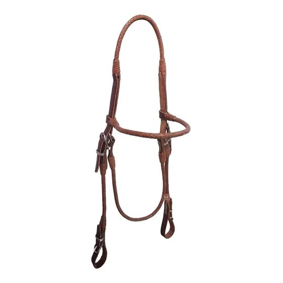 Cabeçada Rabo De Tatu Trançada Sela Cavalo Cor Marrom