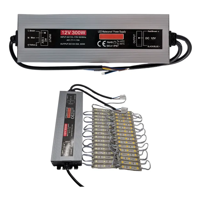 Balastro Fuente Poder Conmutada 12v 300w 25a Ext Ip67 Slim
