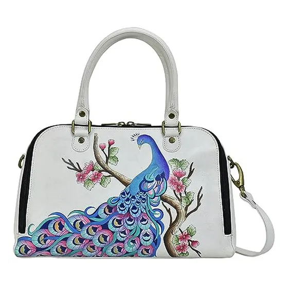 Bolso Organizador Anuschka Pintado A Mano, Ancho, Peacock Bl