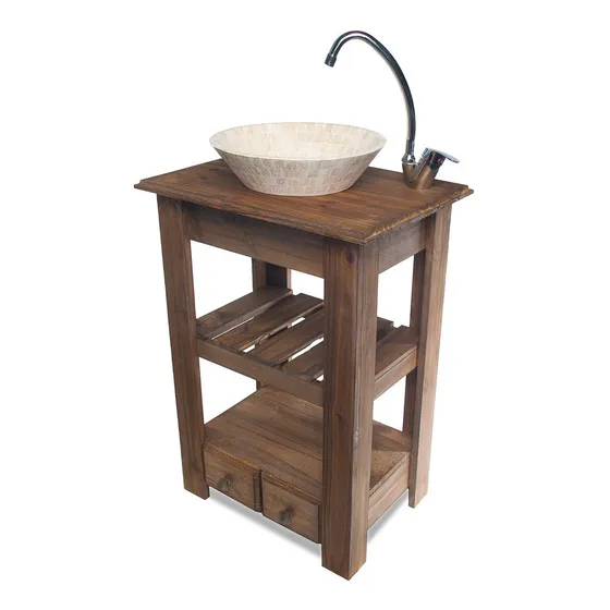 Combo Oferta Vacija Travertino Canilla  Vanitory 55cm Baño 