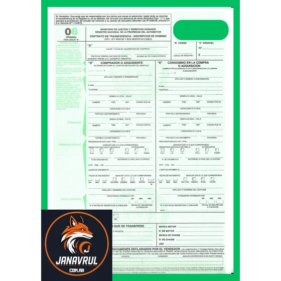 Formulario 08 Automotor. Efectivo 20% De Descuento
